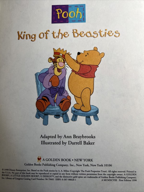 Vintage A Little Golden Book Pooh King Of The Beasties 1998 #916 gallery