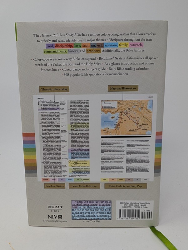 NIV Rainbow Study Bible Jacketed Hardcover Full Color Holman VERY GOOD gallery