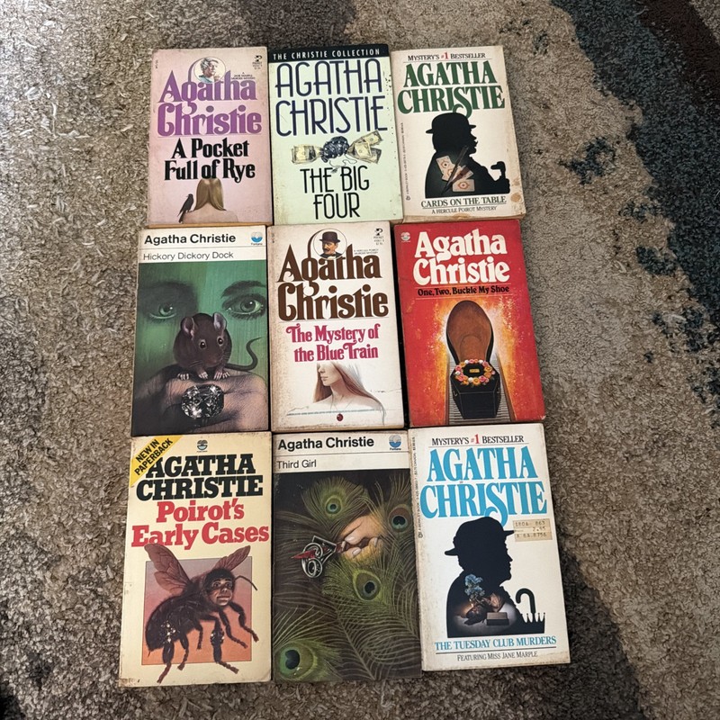 Lot of 9 Vintage Agatha Christie Paperback Books Hercule Poirot Miss Marple
