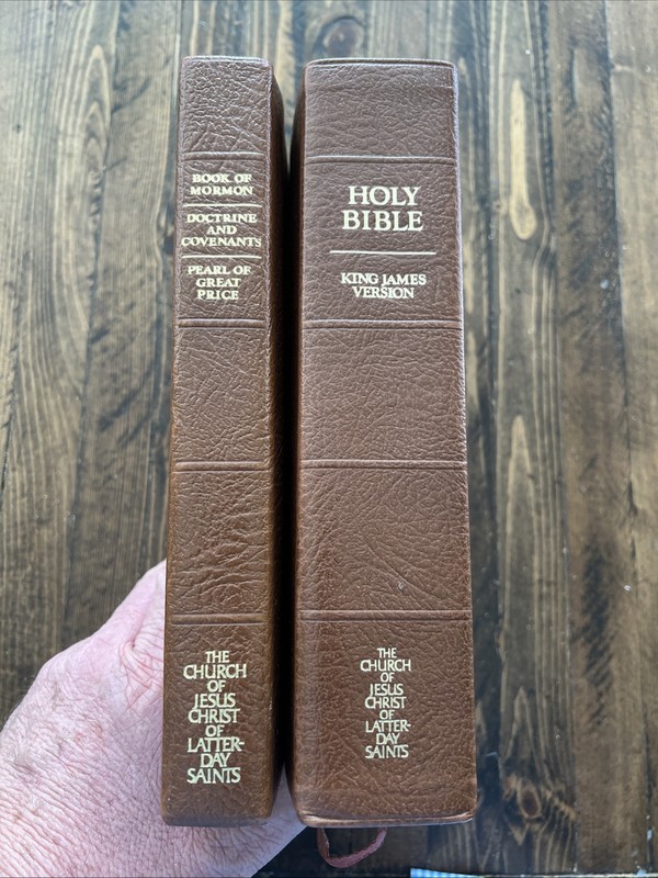 Large Print Brown Leather LDS Triple Bible 9-1/2” X 6-1/2”