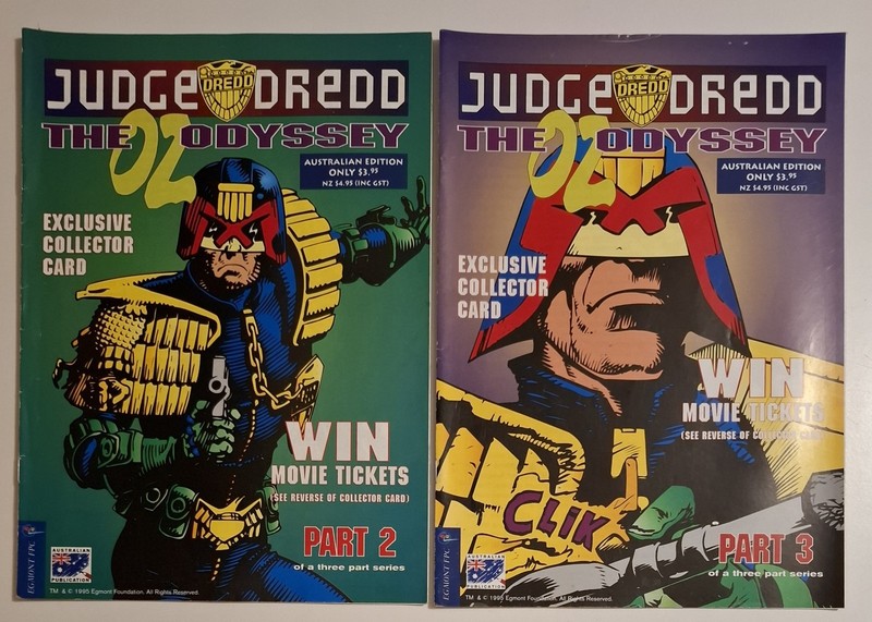 1995 Judge Dredd, the OZ Odyssey part #2 #3 comic book Australian 3 part set