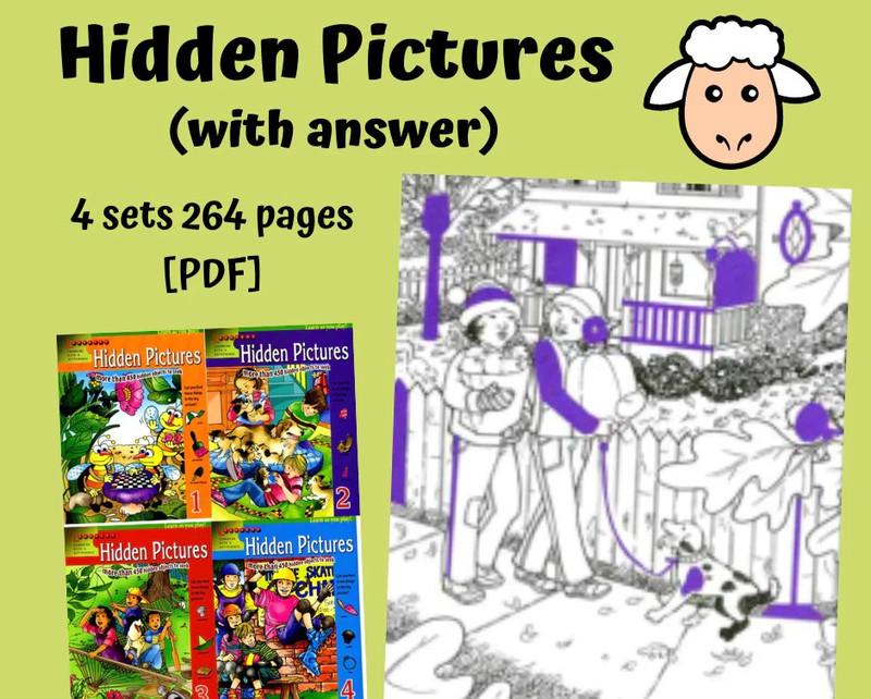 Hidden Pictures (with answer) 4 sets 264 pages – kids activities seek & find