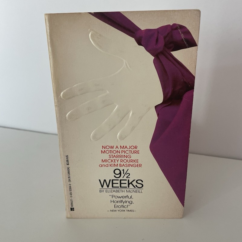 9 1/2 WEEKS Vintage Paperback Book RARE MOVIE TIE IN by Elizabeth McNeill