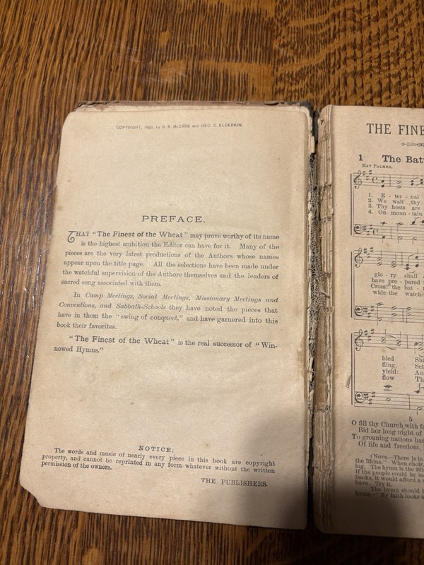 Antique 1890 The Finest Of The Wheat Hymns New and Old Geo D Elderkin gallery