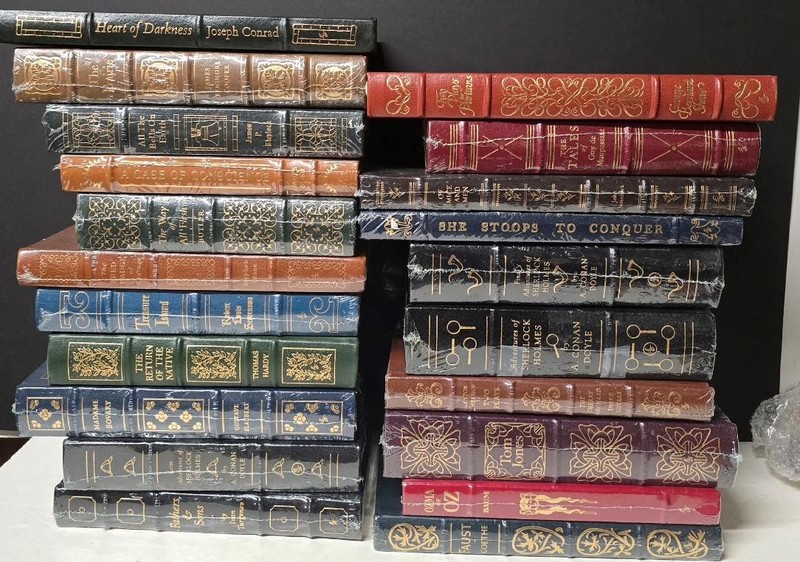 LOT OF 21 EASTON PRESS BOOKS CLASSICS SHERLOCK HOLMES STEINBECK FAUST SEALED gallery