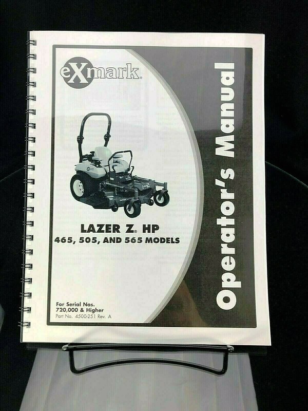 eXmark Lazer Z HP 465 505 565 Operators Manual & Part List Diagrams Schematics