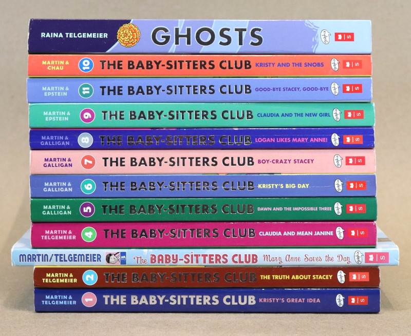 Lot 12 Baby-Sitters Club 1,2,3,4,5,6,7,8,10,11 + Ghost Telgemeier Graphic Novels