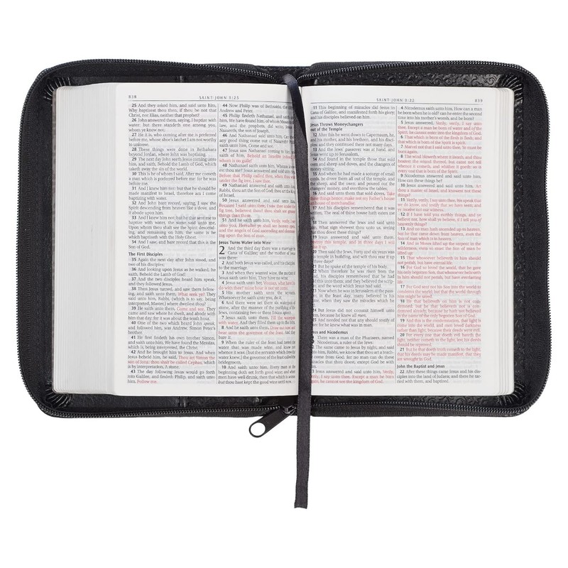 KJV Mini Pocket Holy Bible Zippered Black Faux Leather King James Version Compac gallery
