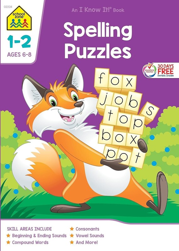 Spelling Puzzles Workbook for Kids Ages 6 to 8, 1st 2nd Grade Vowels Sounds NEW gallery