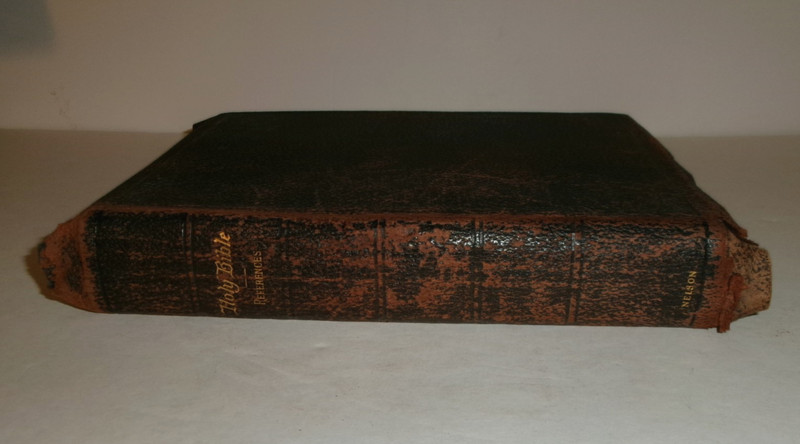 Antique THOMAS NELSON LEATHER BIBLE with GALL FAMILY HISTORY SINCE 1820 Vintage