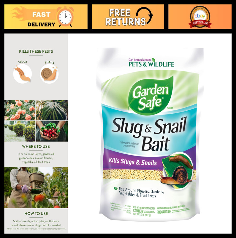 Effective Slug & Snail Bait Granules – 2 lbs, Fast-Acting, Safe for Pets & Wildl