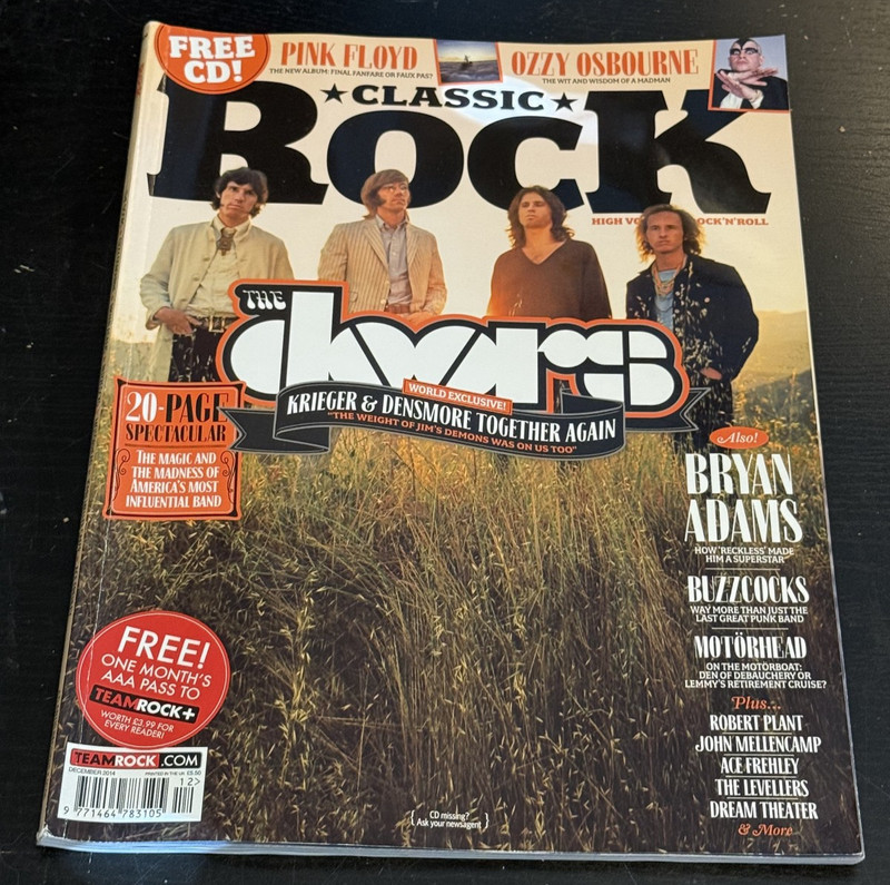 Rock Magazine December 2014 The Doors Pink Floyd Ozzy Osbourne + CD