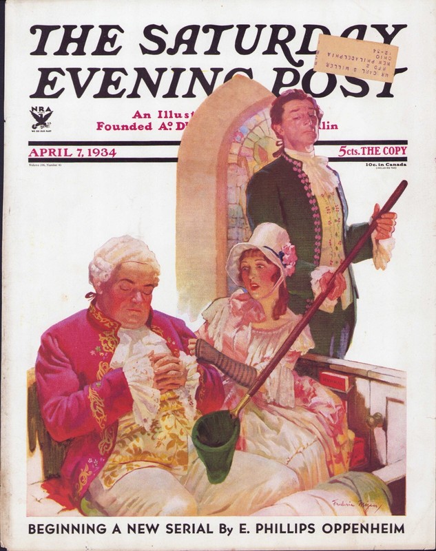 APR 7 1934 Asleep in Church During Offering SATURDAY EVENING POST COVER ONLY #2