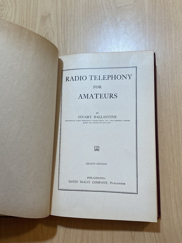 Radio Telephony Amateurs Book Stuart Ballantine 1923 Illustrated Audion Tubes