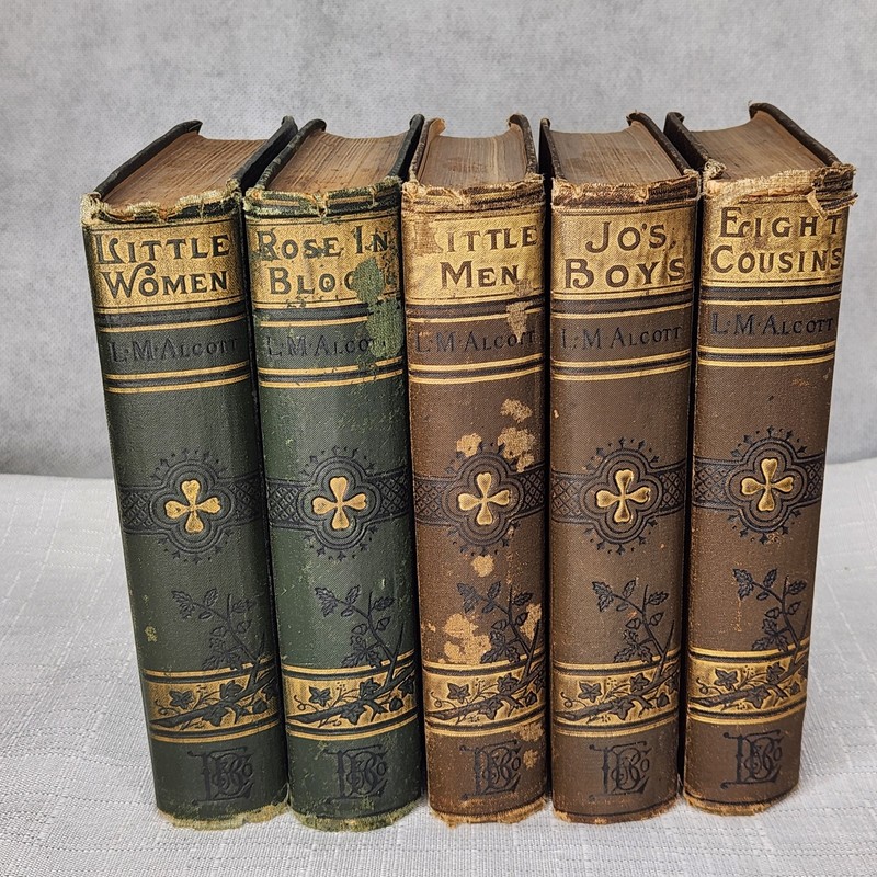 Louisa May Alcott 5 Brown Books Little Women Men Rose in Bloom 8 Cousins Jo boys