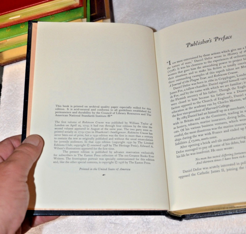 Robinson Crusoe by Daniel Defoe, Easton Press, 1976 - Pristine gallery