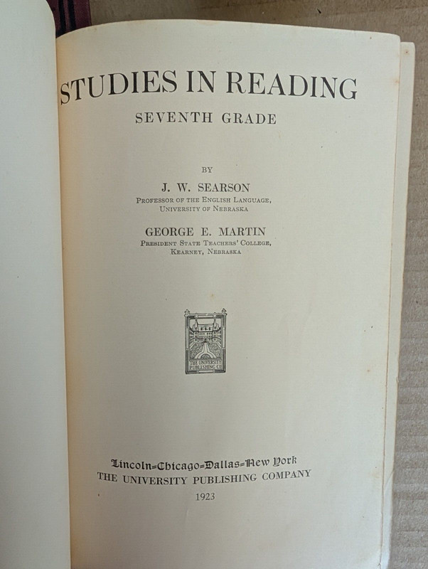 Antique Lot 5 STUDIES IN READING 1916 1917 1922 1923 Books Grades 3, 4, 6, 7, 8 gallery
