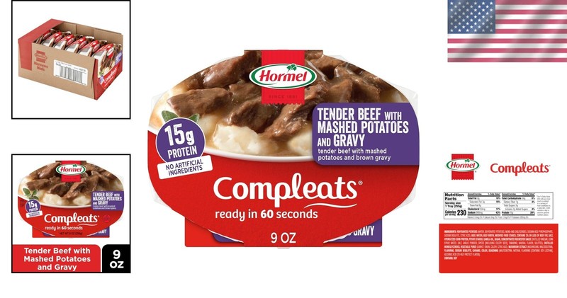 Tender Beef with Creamy Mashed Potatoes & Gravy - 9 oz Microwave Tray 6 Pack gallery