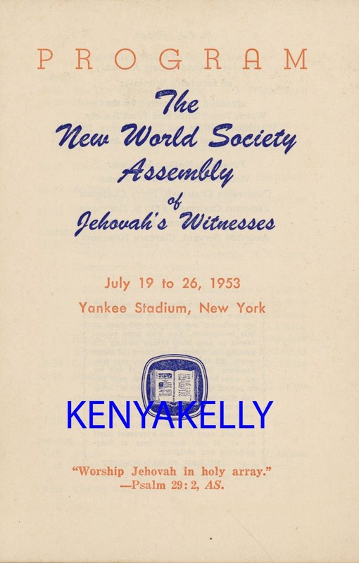 1953 New World Society Convention Program New York NY Watchtower Jehovah gallery
