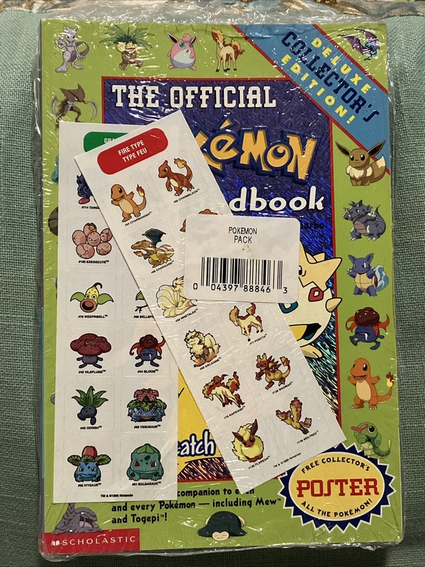 VTG NOS Scholastic Press The Official Pokemon Handbook 1999 WITH POSTER SEALED