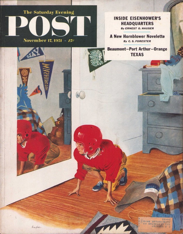 1951 NOV 17 Football Practice SATURDAY EVENING POST COVER ONLY George Hughes #2