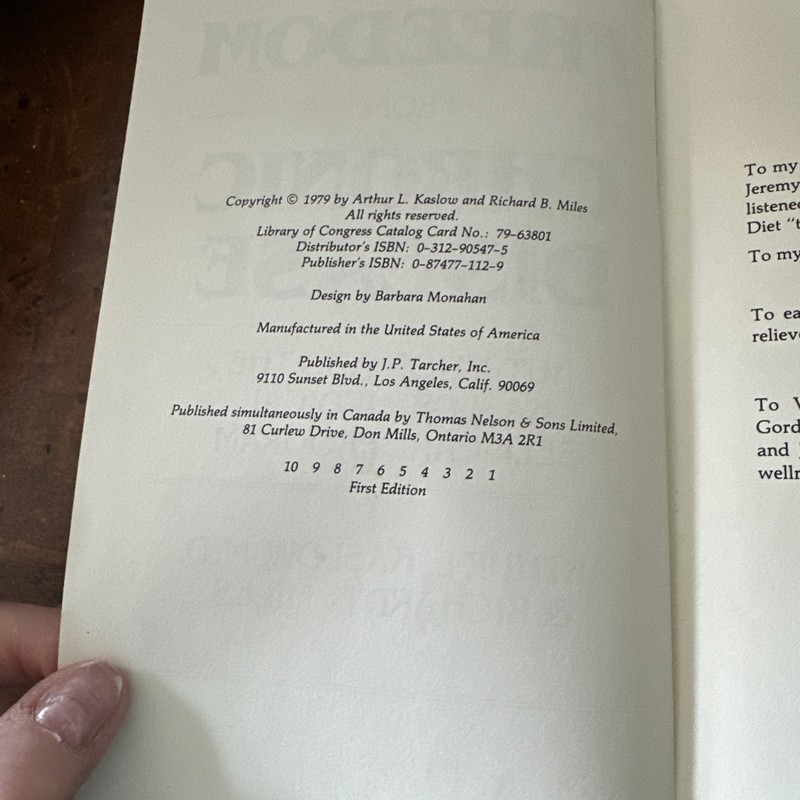 Freedom from chronic disease ARTHUR L. KASLOW, M.D. & RICHARD B. MILES 1st Ed gallery