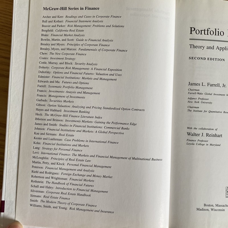 Finance Series Portfolio Management Theory & Application / James Farrell 2nd Ed. gallery