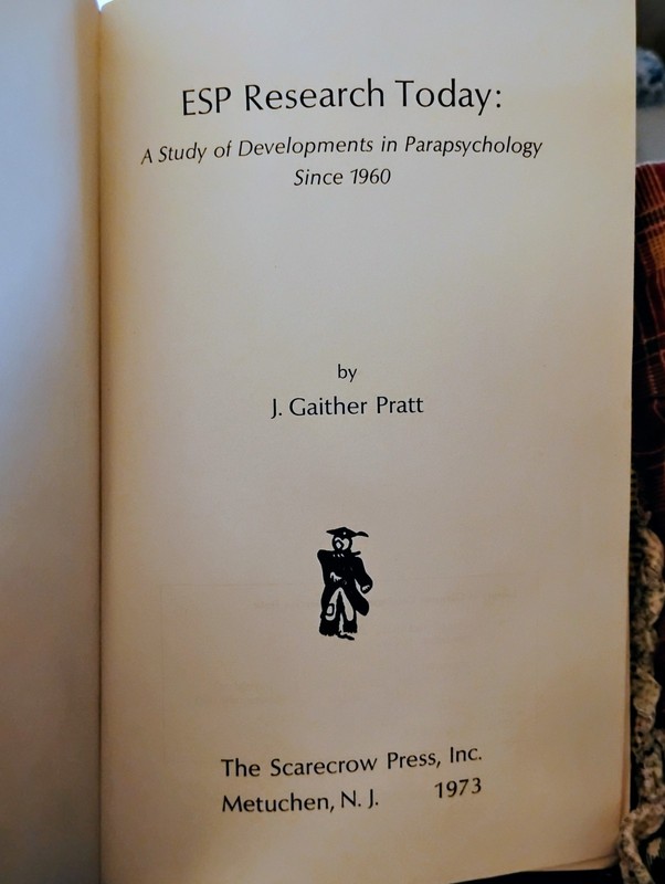 ESP RESEARCH TODAY J. Gaither Pratt 1973 1st Ed Parapsychology Scarecrow gallery