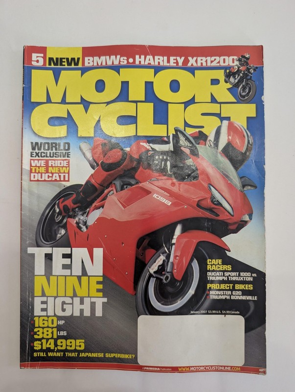 Motorcyclist Magazine Jan 2007 Ducati 1098 Ten Nine Eight Superbike Issue