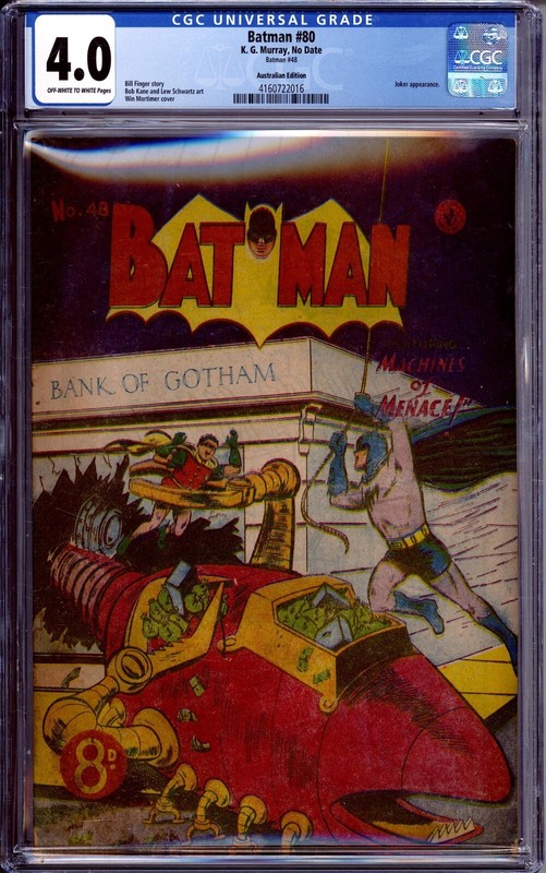 CGC AUSTRALIAN/UK BATMAN # 48 VG 4.0 K.G MURRAY US BATMAN 80 COVER 1954