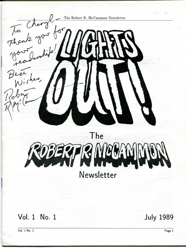 Robert McCammon Lights Out Newsletter Vol 1 No 1 July 1989 Signed Personalized