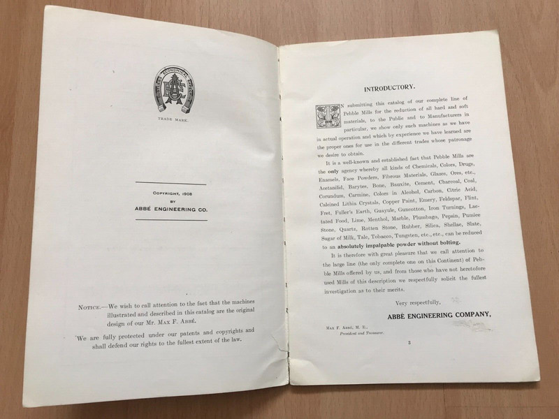 TRADE CATALOGUE 1908 Abbe engineering ( mills ) 220 Broadway New York U.S.A gallery