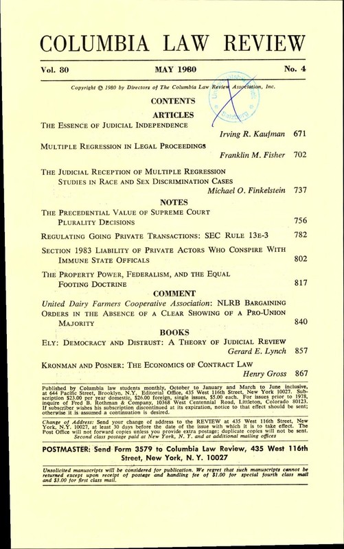 Columbia Law Review Vol. 80 April - June 1980 gallery