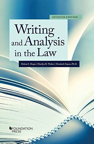 Writing and Analysis in the Law (Coursebook) – Paperback By Shapo, Helene – GOOD