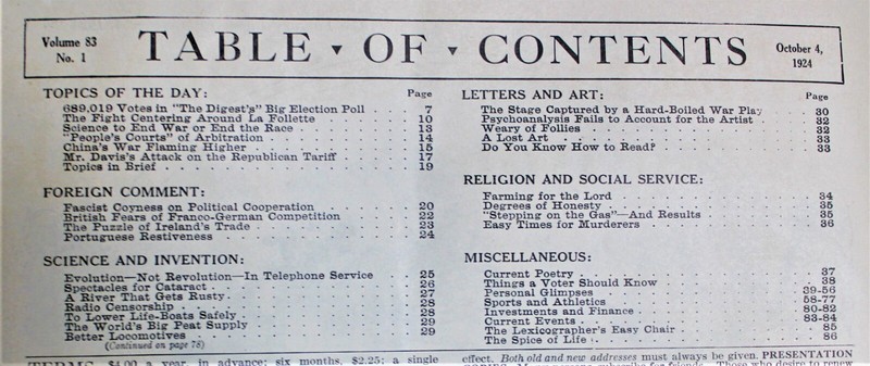 THE LITERARY DIGEST MAGAZINE 4 OCTOBER 1924 NEWS GENERAL INTEREST SCIENCE gallery