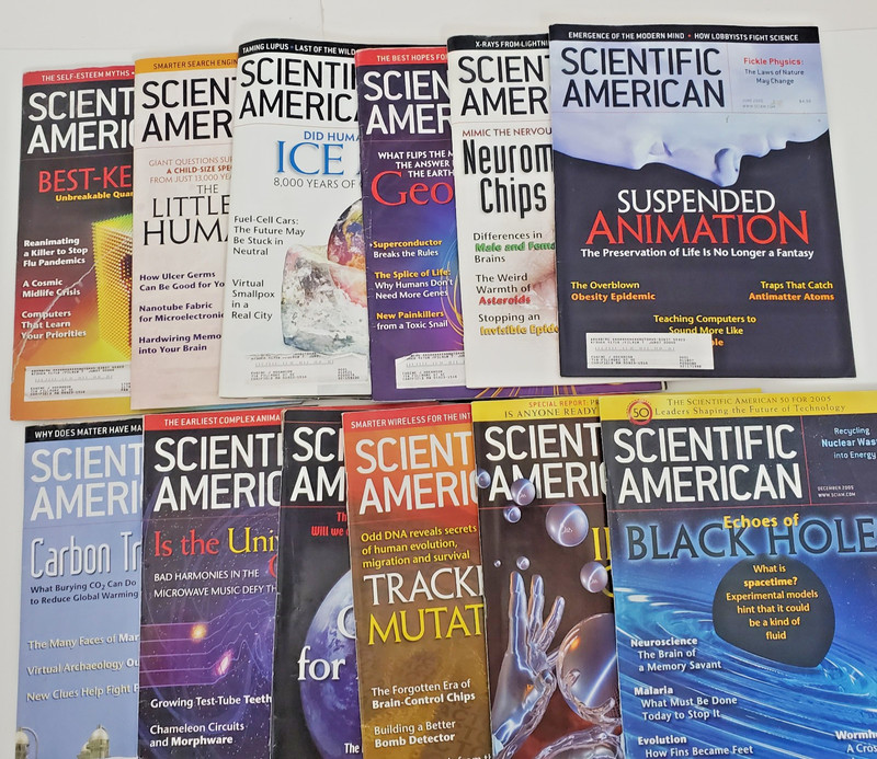 Scientific American magazine Lot 2005 Complete Set Jan-Dec