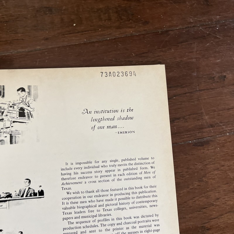 Men of Achievement in Texas by Garland A. Smith, Editor 1972 hardcover 432 pages gallery