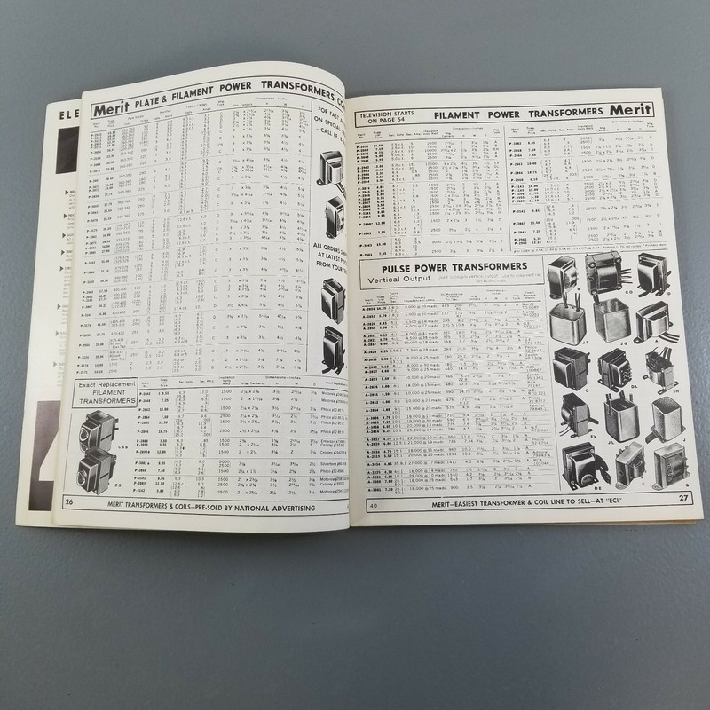 Vintage Electronic Center Catalog 1958 TV GE Tubes Merit Transformers etc. 58 gallery