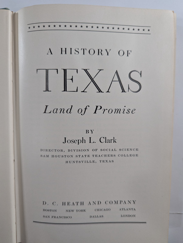 A History of Texas Land of Promise Hardcover Book 1939 J.L. Clark Vintage gallery