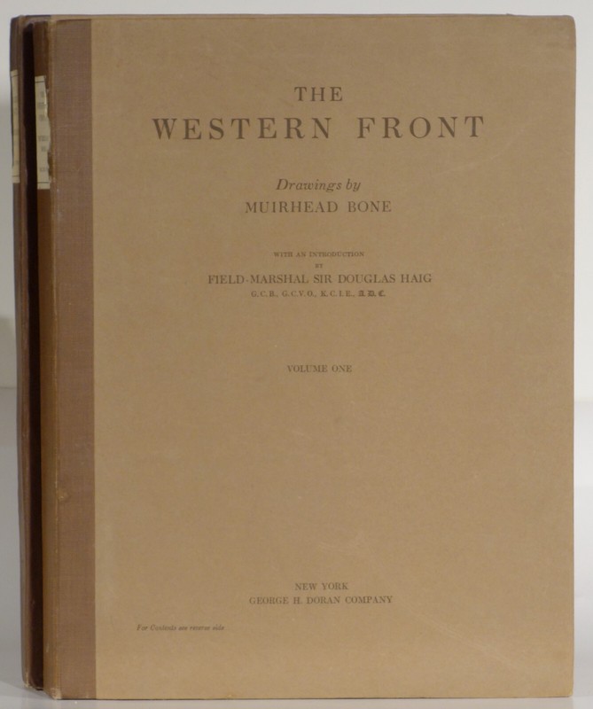 World War I Muirhead Bone Western Front 10 folios of 200 drawings in 2 volumes