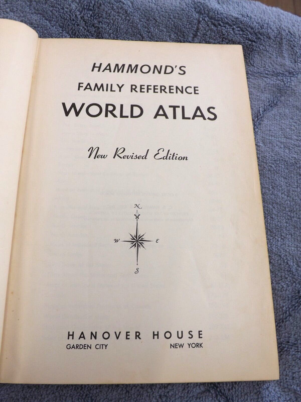 1961 HAMMOND'S FAMILY REFERENCE WORLD ATLAS HB 256 PAGES MAPS gallery
