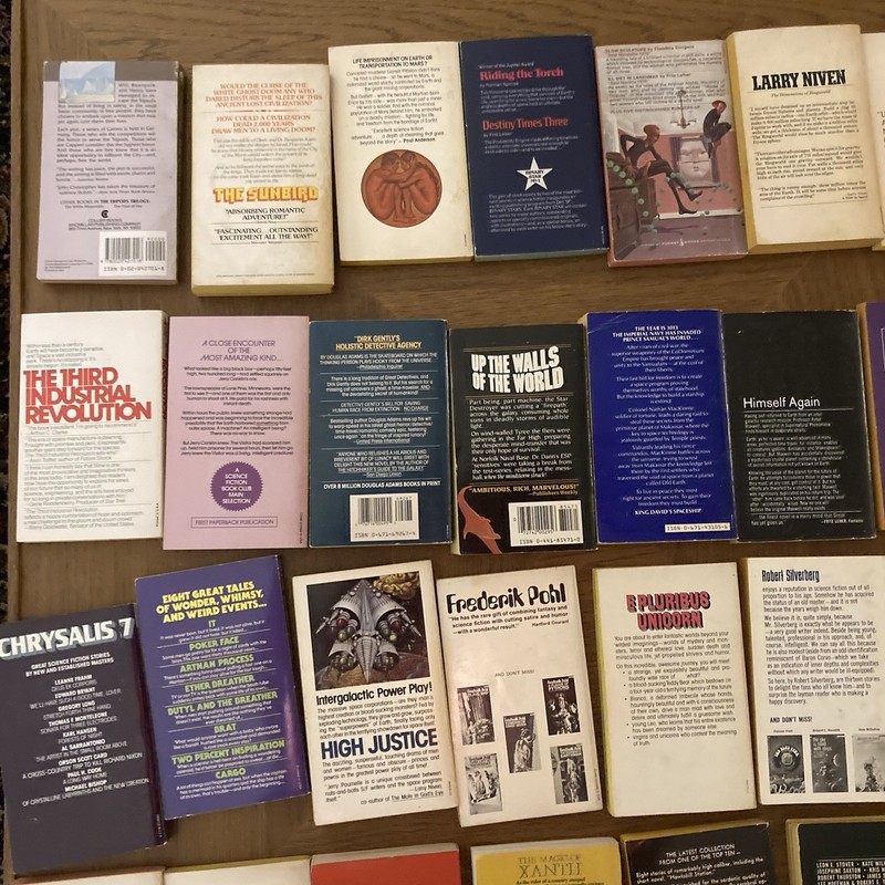 VTG Lot of 32 Sci-fi Books PIERS ANTHONY Sturgeon Pournelle Pohl Silverberg gallery