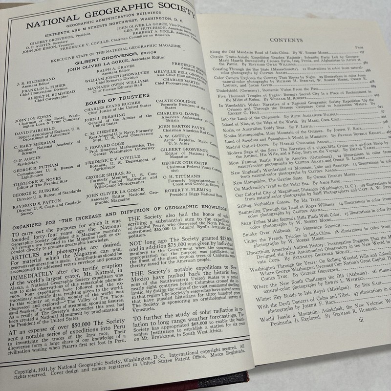 Vintage National Geographic Magazine 1931 bound Hardcover Vol. #60 July-Dec gallery