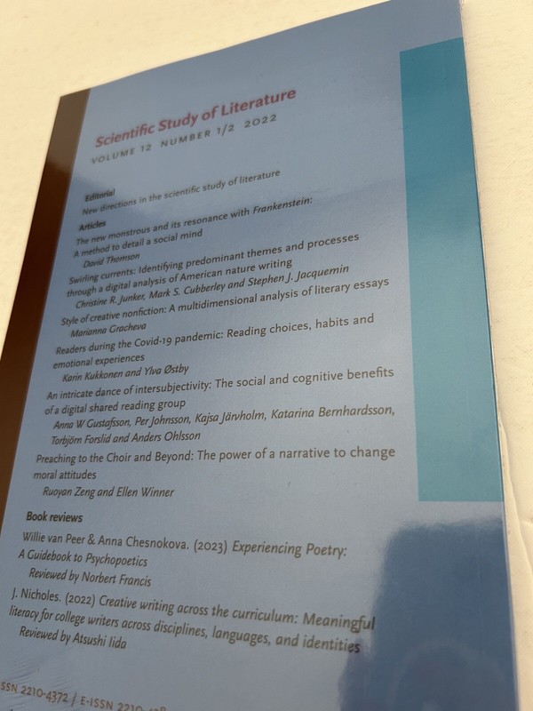 Scientific Study of Literature Volume 12 Issue Number 1/2 2022 TextBook gallery