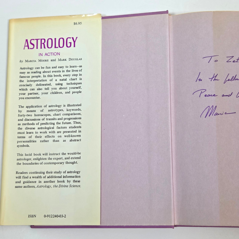 SIGNED Astrology in Action Marcia Moore Mark Douglas 1970 First Ed HCDJ Arcane gallery