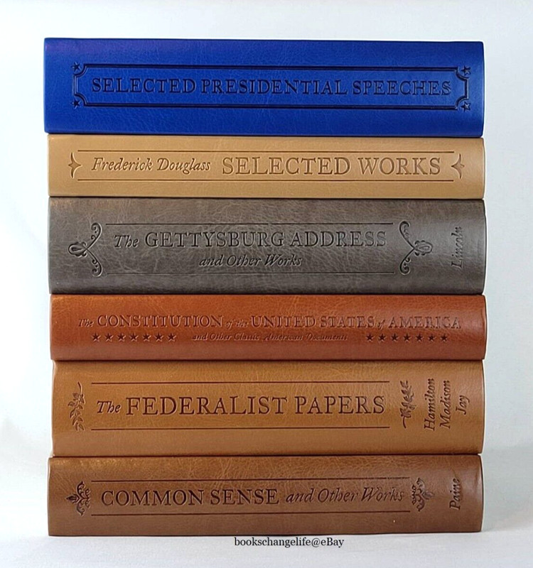 COMMON SENSE, FEDERALIST PAPERS, CONSTITUTION +3 *Set of 6 Leather Book Set NEW* gallery