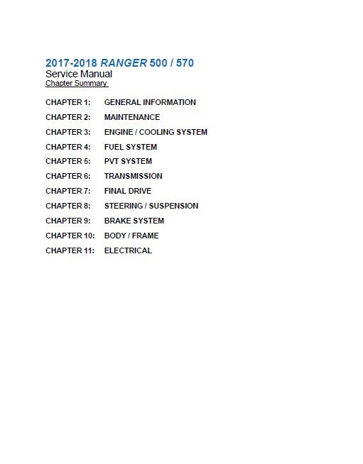2017-2018 Polaris Ranger 500 / 570 Service Manual: w/ Protective Covers gallery