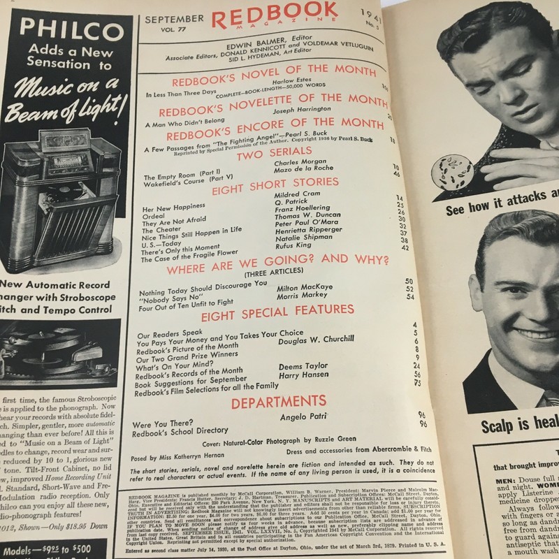 VTG Redbook Magazine September 1941 Posed by Miss Katheryn Hernan No Label gallery