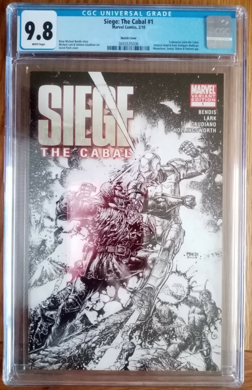 Siege: The Cabal #1 1 in 75 David Finch Sketch Variant CGC 9.8 Marvel Comics