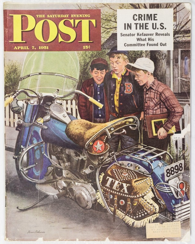 APRIL 7 1951 Tex Harley Motorcycle SATURDAY EVENING POST COMPLETE MAGAZINE M409